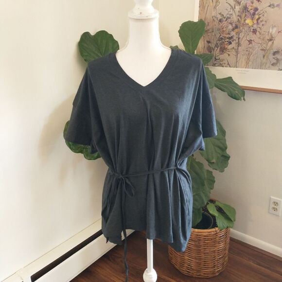 Lululemon Heathered Black Side Tie V-Neck T-Shirt Top 4 - Picture 3 of 4